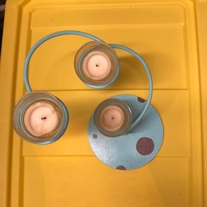 Vintage 3votive candle metal holder